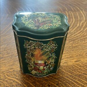 Decorative Green Tin with Festive Design